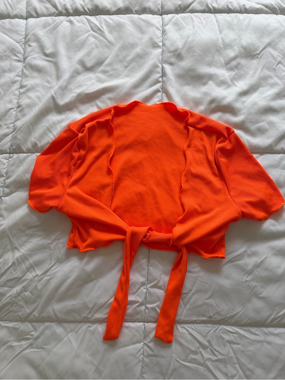 SHEIN Bright Orange Open-Front Swim Coverup Top